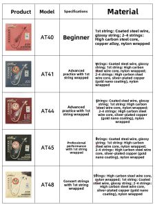 Alice Professional Erhu Strings Set AT40 Steel Wire Full Set of Erhu Strings One String Accessories Light Coated Steel Strings