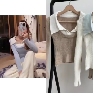 REALPIC BL220189 Atasan Two in One Kiyomi Korea Good Quality/Kiyomi Two in One Fury Top