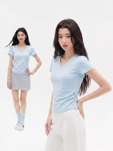 Jeanswest | Summer Slim Fit Design Blue V-Neck T-Shirt