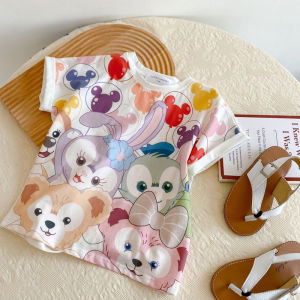 Áo Phông In Hoa Tay Ngắn Bé Gái Áo Cotton Rộng Rãi Tay Ngắn Mẫu Mỏng Instagram Mùa Hè Trang Phục Gia Đình Hoạt Hình Bé Gái