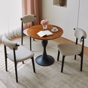 Nordic Luxury Small round Wooden Table for Cafe Hall Residential Balcony Inn Commercial Use Single Layer Frame Structure