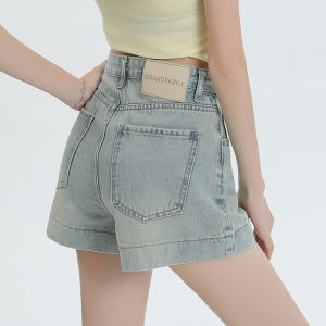 QIAOMIDUO | Summer Vintage High Waist Denim Shorts Womens Ultra-Short Hot Pants New Style American Spicy Cotton Polyester Blend Shorts