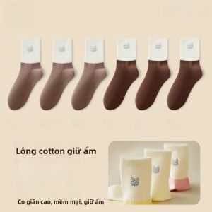 Tất lót MiiOW làm bằng vải cotton dày dài đến giữa bắp chân
