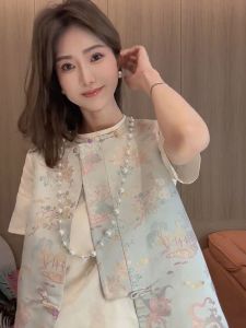 New Chinese Style Womens Vest 2025 Summer Tang Suit Small Size Elegant High-End Song Jin Top Quality Short Outerwear
