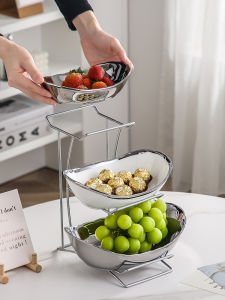 Creative Ceramic Yuanbao Plate High Aesthetic Dining Utensils Fruit Tray Pastries Plate Living Room Tea Table Storage Fruit Tray