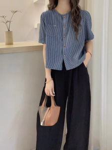 Shalldoer | Sun Protection Stripe Short Sleeve Shirt Casual Matching
