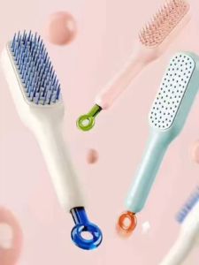 CSR Telescopic Hair Comb Slef Cleaning Portable Hair Brush For Women Anti-Static Hairbrush