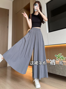 กระโปรงทรงเอเอวกลาง ผ้าไหมน้ำแข็ง ทรงหลวม ฤดูร้อน 2025 กระโปรงสั้นทรงเอเอวสูง ทรงเอ กระโปรงสั้น ทรงเอ กระโปรงสั้น