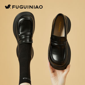 Fuguiniao | Leather Loafer Shoes Female Soft Upper Thick Sole