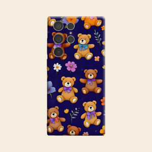 Dark Bear Floral Print Luxury Fashion Full Lens Protective Case for Samsung Galaxy S26 S25 S24 A56 A36 Plus Ultra