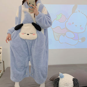 New Arrival One-Piece Pajamas Womens Autumn and Winter Coral Fleece Thickened Fleece-Lined Cartoon Pacha Dog Winter Flannel Homewear