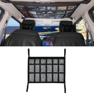 Car Ceiling Cargo Net Pocket Double Layers Cargo Carrier Car Ceiling Cargo Net Zipper Cargo Carrier With Buckle