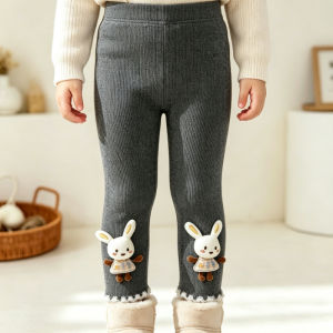 Sonkpuel | Girls Fleece-lined Leggings for Autumn and Winter Thickened One-piece Fleece Pants for Kids Stylish Warm Pants for Baby
