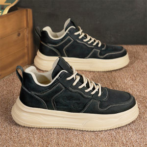 Mens Casual Shoes 2025 New Autumn Winter Luxury Retro Thick Bottom Sports Trendy Shoes Youth Versatile Mid-Height Heightening