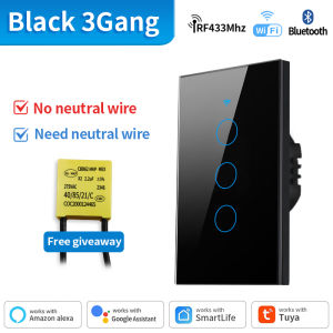 TNCE Tuya WiFi/Zigbee Smart Light Switch Neutral Wire/No Neutral Wire Required Wall Touch Switch Work with Alexa Google Home