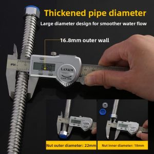 Stainless Steel Wavy Pipe High Pressure Metal Soft Tube for Water Faucet Heater Explosion Proof Household Bathroom Accessories