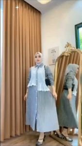 Midi Salur Mix Brokat Dress Salur Kekinian Gamis Salur Import Premium Terbaru Import Best Seller