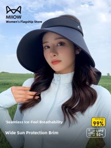 Miiow | Foldable Large Brim Sunshade Hat UV Protection Empty Top Cat Person Summer Cap Nylon Material Travel Scenarios Fall Spring Summer