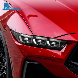สติกเกอร์ป้องกันฟิล์มไฟหน้ารถกันรอยสำหรับ Ford Mustang 2024 2025ฟิล์มสีดำควัน TPU ฟิล์มไฟหน้าอุปกรณ์เสริมภายนอก