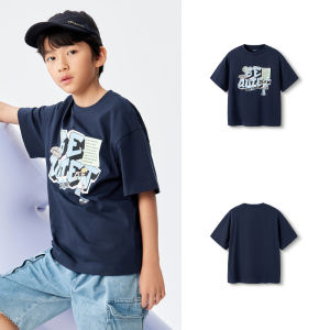 Barbarbar Childrens Cotton T-shirt Short Sleeve Printed Casual Top for Boys Summer Fashionable Mid-to-Big Kids Clothing
