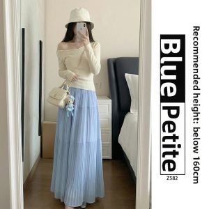 YAYANGREN | Purple Pleated Long Skirt for Women