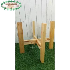 Standing Pot Kayu Kaki 4 Pot Tanaman Aesthetic Hiasan Caffe