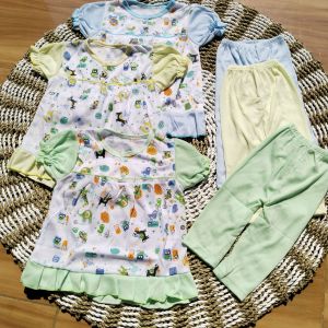 Isi 3 Set / Setelan Baju Bayi Dress Bayi Perempuan Usia 0-12 Bulan  Motif Karakter Lucu