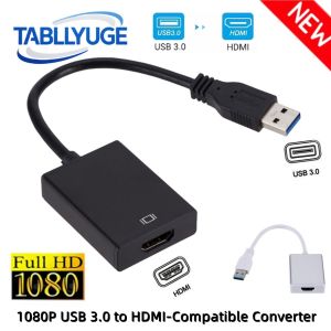 TABLLYUGE HD 1080P USB 3.0 To HDMI-Compatible Converter Audio Video Adapter Portable Cable for PC Laptop Windows Projector HDTV