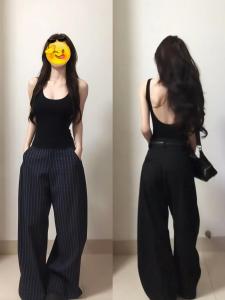 Áo Ba Lỗ Hở Lưng Màu Đen Cao Cấp Xiyou Quần Ống Rộng Thời Trang Thu Đông Thường Ngày Thoáng Khí Có Đệm Ngực Kiểu Dáng Chữ a