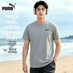 PUMA | Gray Mens Round Neck Short Sleeve Casual T-Shirt