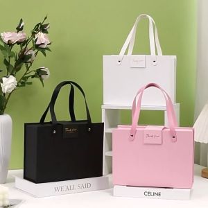 กล่องแม่เหล็กพับฝาพับแบบพกพา บรรจุภัณฑ์กล่องของขวัญวันวาเลนไทน์สีดำ กล่องของขวัญชิ้นเดียว