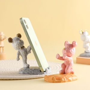 Cute Violent Bear Mobile Phone Stand Cartoon Tabletop Decoration Resin Material Office Space New Chinese Style Desktop Ornaments