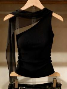 V.C.I | Design Asymmetrical Netted Off-Shoulder Camisole