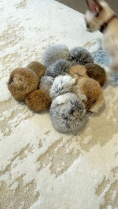 【READY STOCK】Cat Ball Rabbit Fur/Real Fur Scratch Bite Resistan/Spherical Mute Boredom Relieft/Natural Handmade Piece