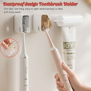 Wall Mounted Dustproof Toothbrush Holder Waterproof Toothbrush Holder Tooth Brush Rack With Cover