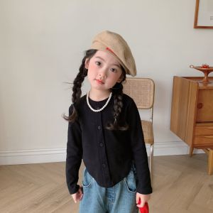 Korean Style Childrens Short Sleeve Long Sleeve round Neck T-Shirt Baby Slim Fit Pure Color Base Layer Spring New Arrival