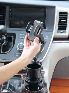 Car Cup Holder Phone Stand Universal 2 in 1 Drinking Bottle Mount Cellphone Cradle Adjustable Car Mount Support for SUV