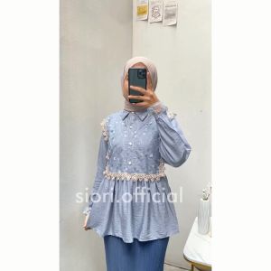 Amira Top atasan kemeja blouse wanita polos polo linen korean style by siori