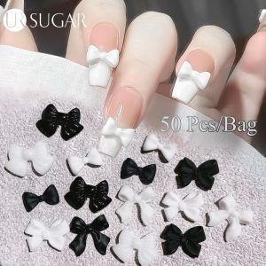UR SUGAR 50Pcs/Bag Black White bowknot Nail Art Charm 3D Nail Art Decoration Accessories Design