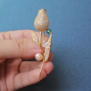 Elfindo-193 Bros Wanita Motif Bunga Mawar / Brooch Rose Flower Fashion Kekinian