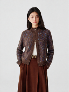 Koradior | Leisure Multicolored Yarn Collared Knit Cardigan