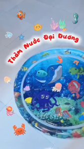 Thảm Nước 100cm Thảm Đệm Nước Thảm Nhún Cho Bé Chống Tràn Tặng Kèm Bơm Đồ Chơi Trẻ Em Summer Mùa Hè