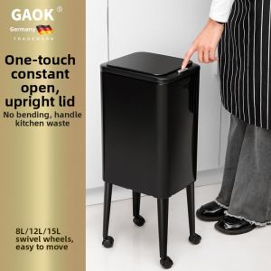 OME | Press Kitchen Trash Can With Wheels