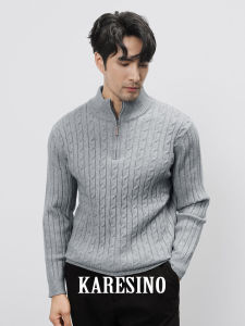 Karesino Winter Mens Business Casual Half Zip Knitted Sweater Thick Warm Wool Blend Long Sleeve Turtleneck Fashionable