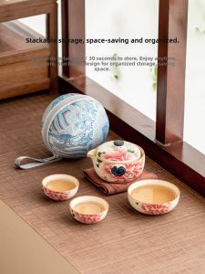 JISU | Travel Teaware White with Gold Portable