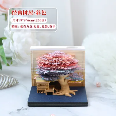 HuaGuoShan Treehouse Calendar Creative Birthday Gift Hand-Tearable 3D Paper Sculpture Desk Decoration Beautiful Ornament