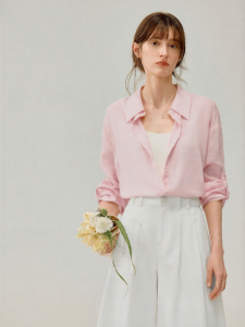 INMAN | Linen Tencel Loose Pastel Long Sleeve Blouse