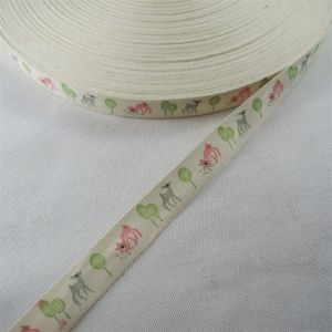 8 "15mm Handmade Printed Gift Wrap with Drawstring for Apparel Sewing Fabric DIY Christmas Decoration 5Yards 100% Cotton Ribbons