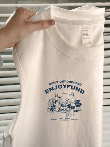 เสื้อกล้ามผ้าฝ้ายแท้สปอร์ตสําหรับผู้หญิงหลวมพอดีฤดูร้อนสวมเสื้อยืดแขนกุดสไตล์อเมริกันสีขาวเสื้อผ้าภายในและภายนอก