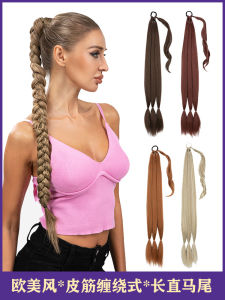 Long Straight Hair Ponytail Wig Womens Wrapping Style Three Braids African Three Strand Dreads Hair Extension Natural Invisible